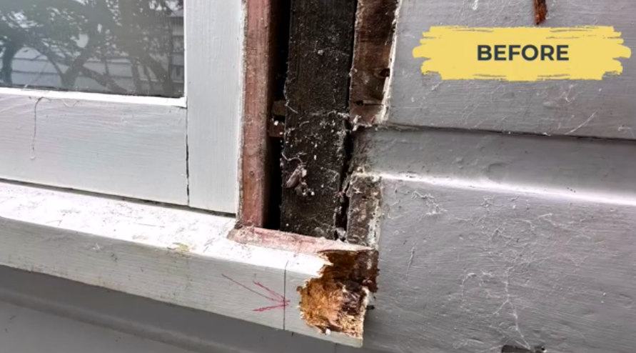weatherboard damage around windows on an old villa in auckland