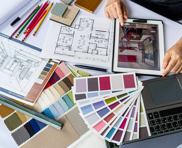 Design Consultation with coloured swatched and materials