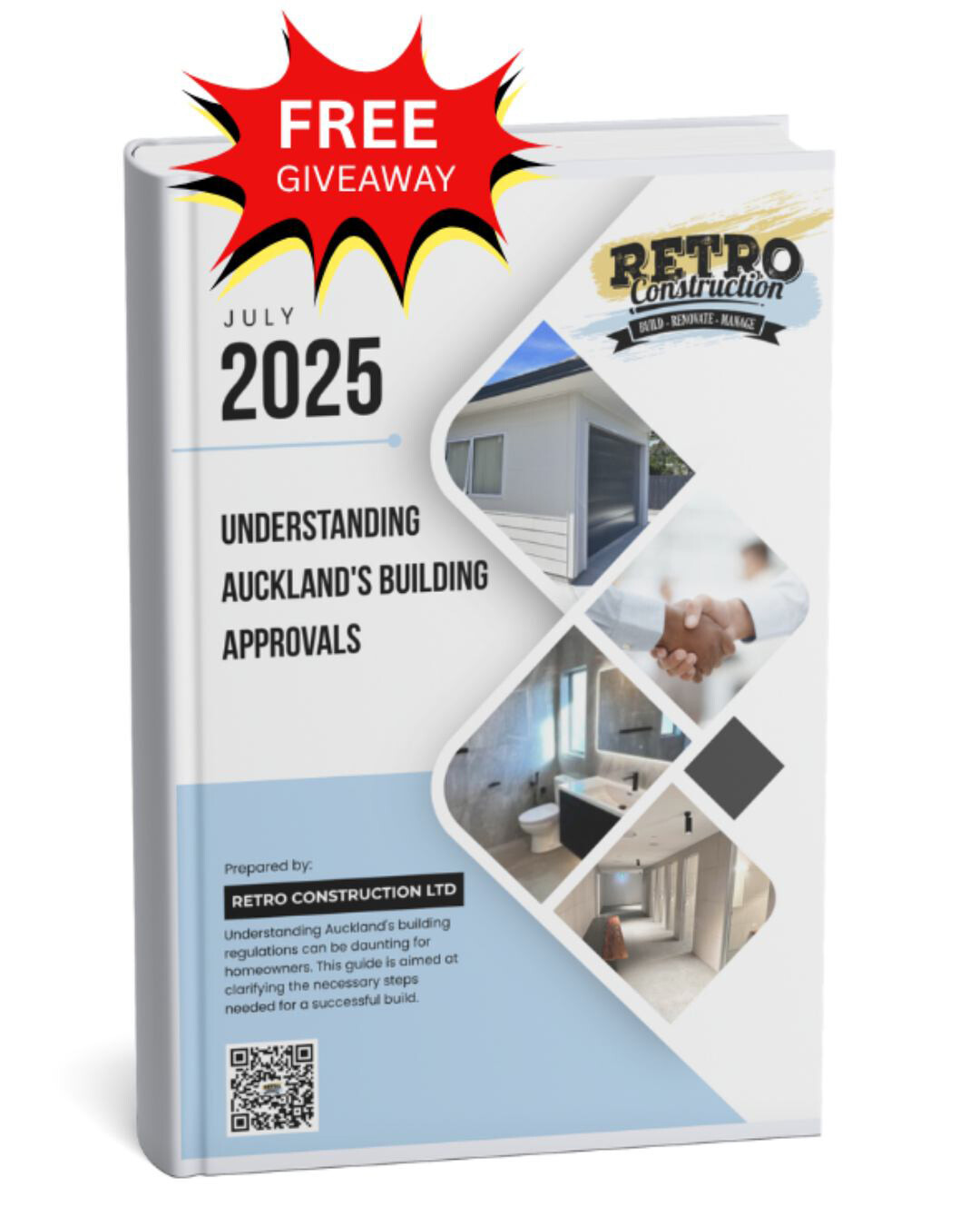 Retro ebook cover: Understanding Auckland's building approvals. Free giveaway from Retro Construction Ltd. July 2025 guide.